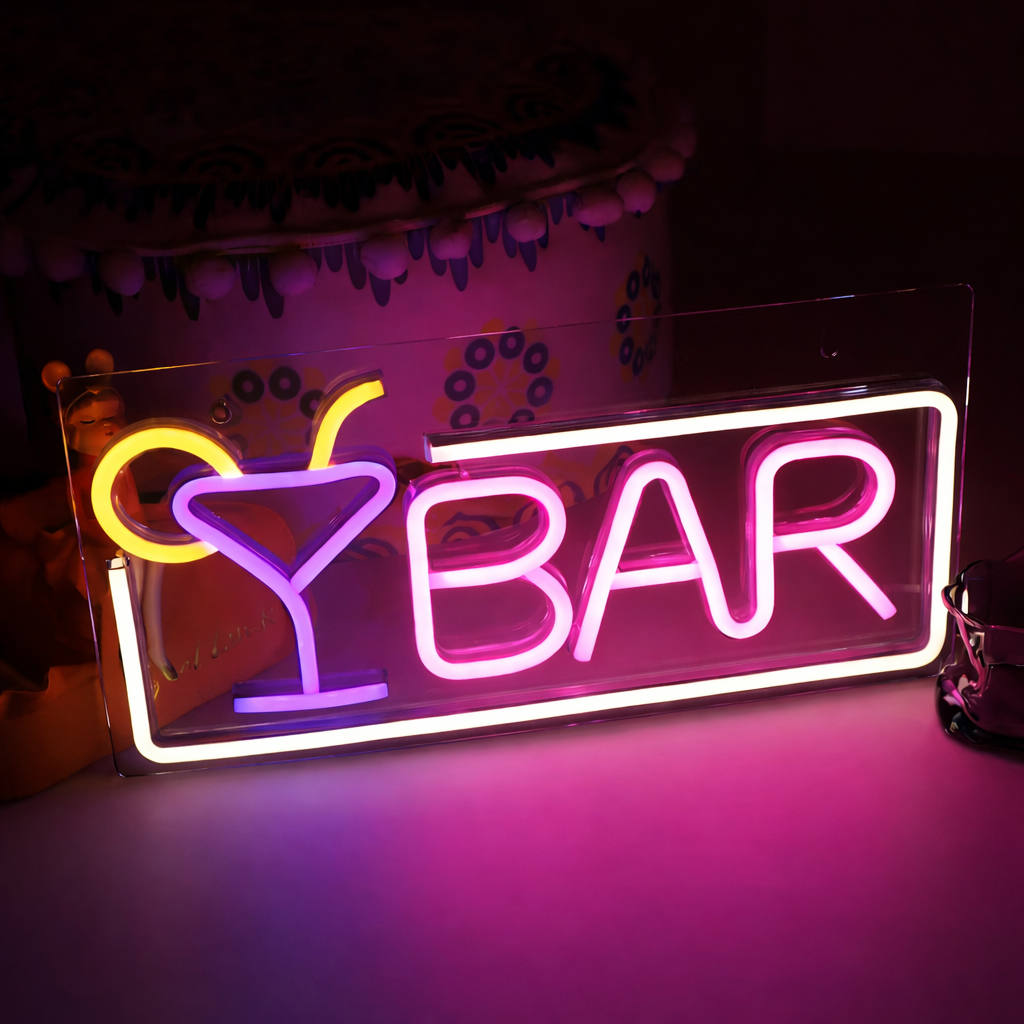 Bar Cocktail LED Neon Sign Martini Glass Neon Light for Bar Club Decor
