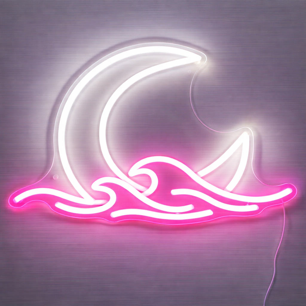 Moon Wave LED Neon Sign for Bedroom Aesthetic Wall Decor