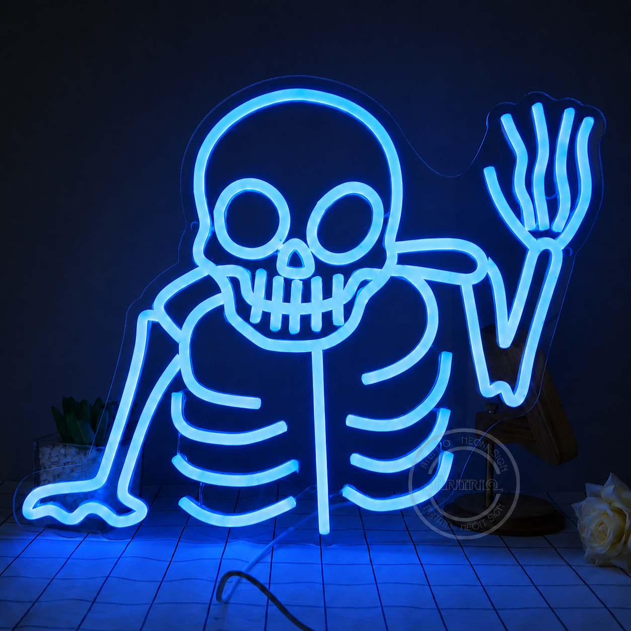 Skeleton LED Neon Sign Halloween Skeleton Neon Light Wall Decor for Bedroom Party Bar