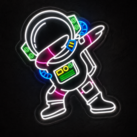Astronaut Rocket LED Neon Sign White Blue Space Neon Light Wall Decor for Bedroom Game Room