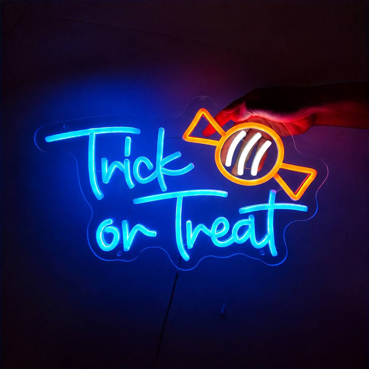 Trick or Treat LED Neon Sign Halloween Candy Neon Light Wall Decor for Party Home Bar