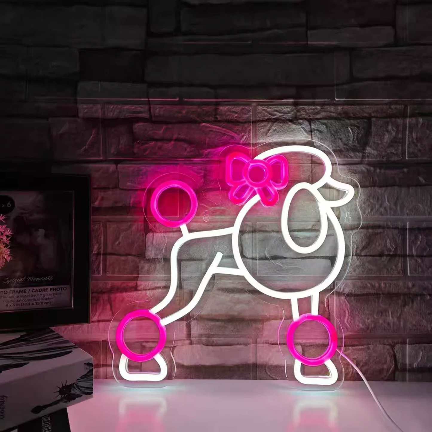 Cute Poodle LED Neon Sign Pink Dog Neon Light for Pet Grooming Salon Decor