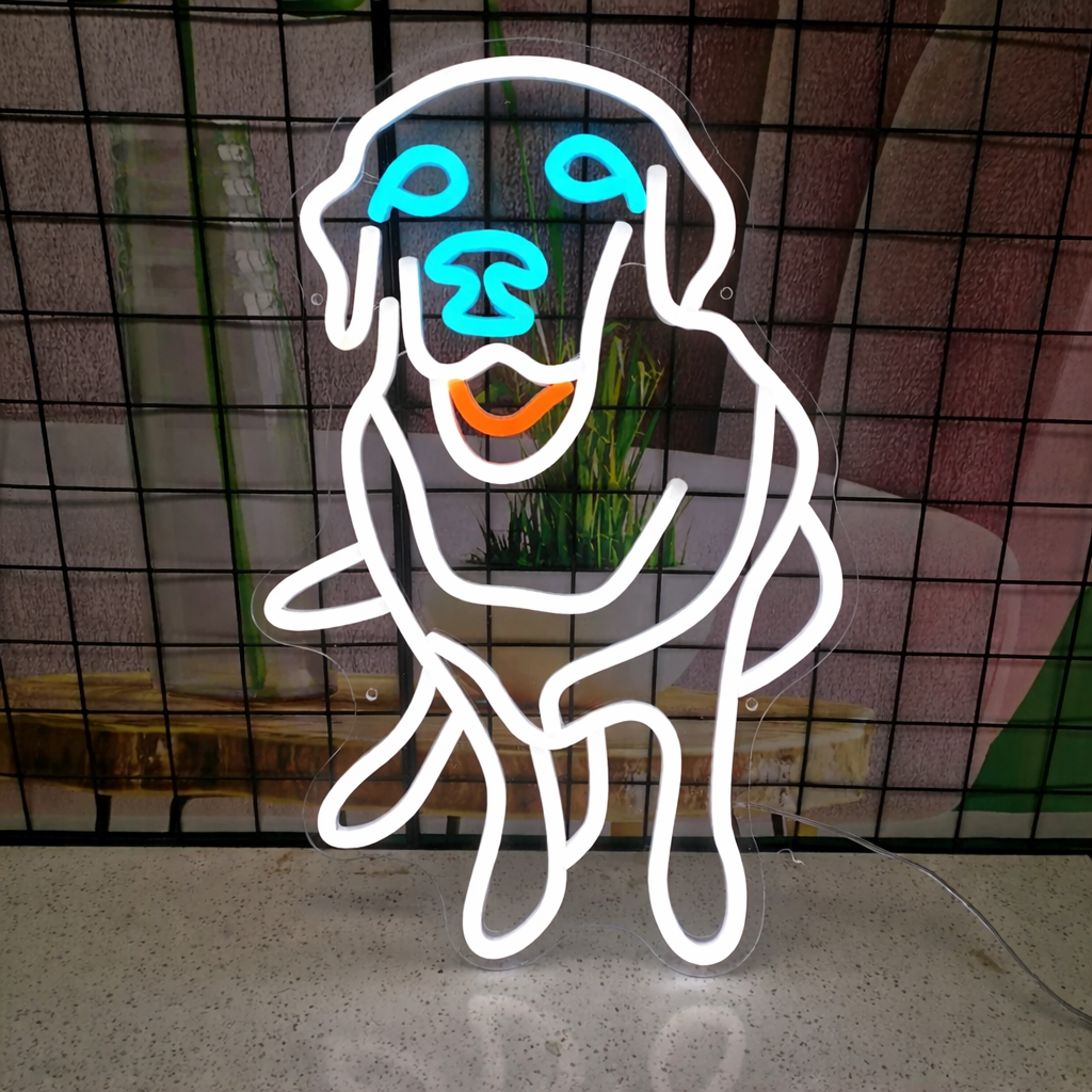 Cute Animal LED Neon Mirror Sign for Kids Room, Bedroom & Playful Decor