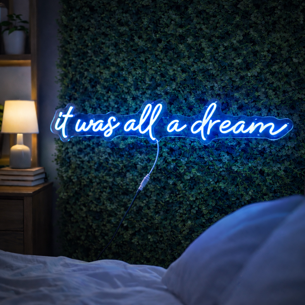 It Was All A Dream LED Neon Sign Wall Decor Dream Quote Neon Light For Bedroom Bar Cafe Decor