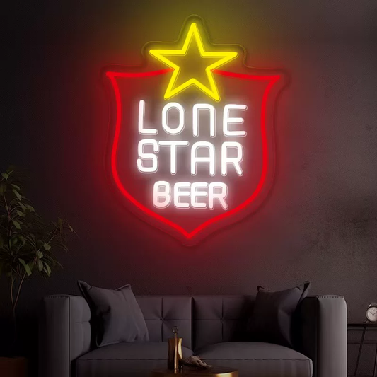 Texas Star LED Neon Sign Western Style Bar Wall Light for Home Decor