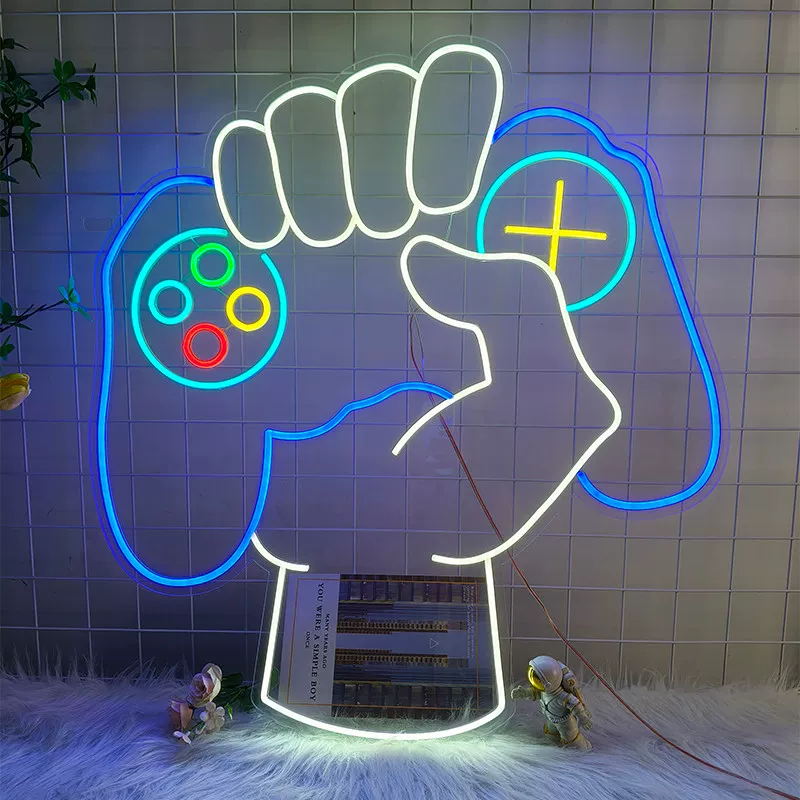 Gaming Controller Hand Grip LED Neon Sign for Gamer Room & Esports Decor