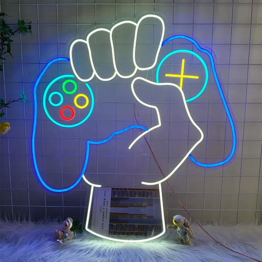 Gaming Controller Hand Grip LED Neon Sign for Gamer Room & Esports Decor