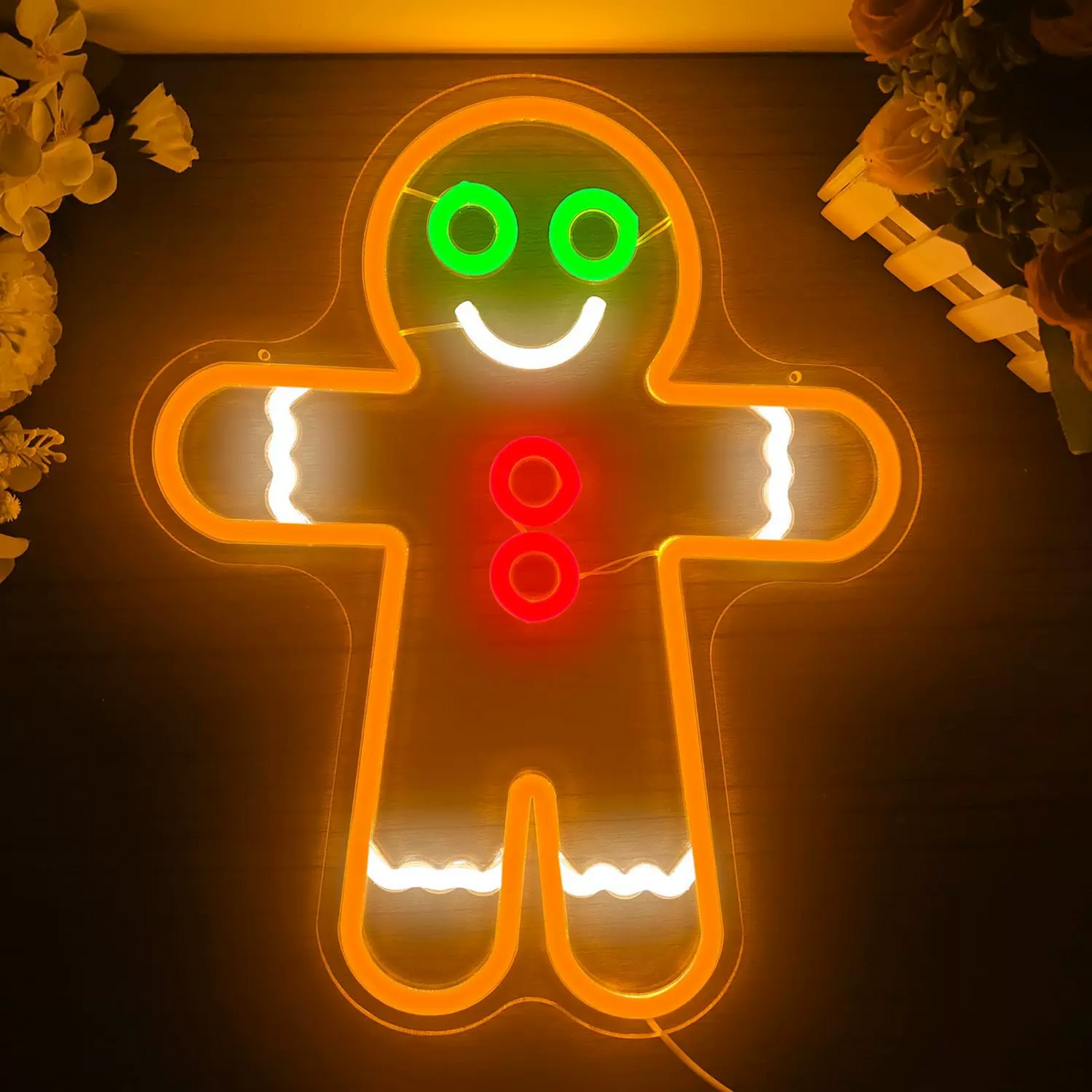 LED Gingerbread Man Neon Sign for Christmas Decoration