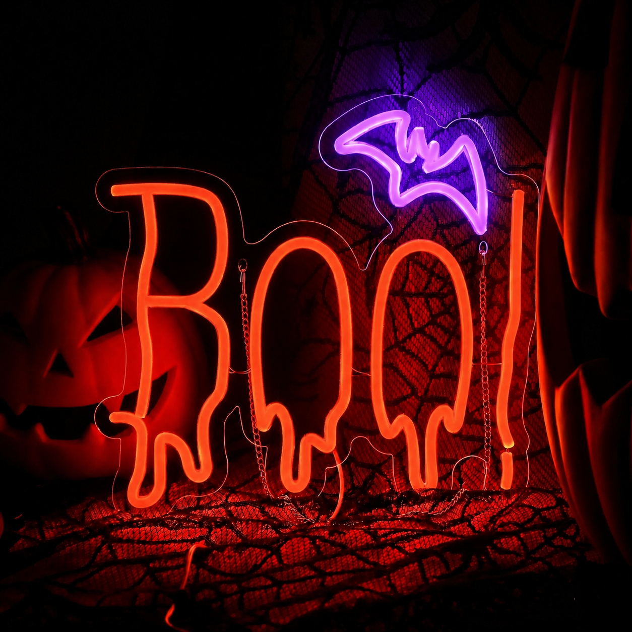Boo Drip LED Neon Sign Halloween Bat Neon Light Wall Decor for Bedroom Party Bar