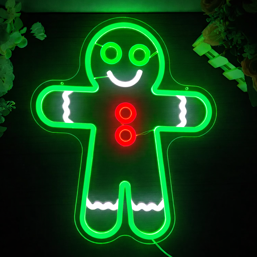 LED Gingerbread Man Neon Sign for Christmas Decoration