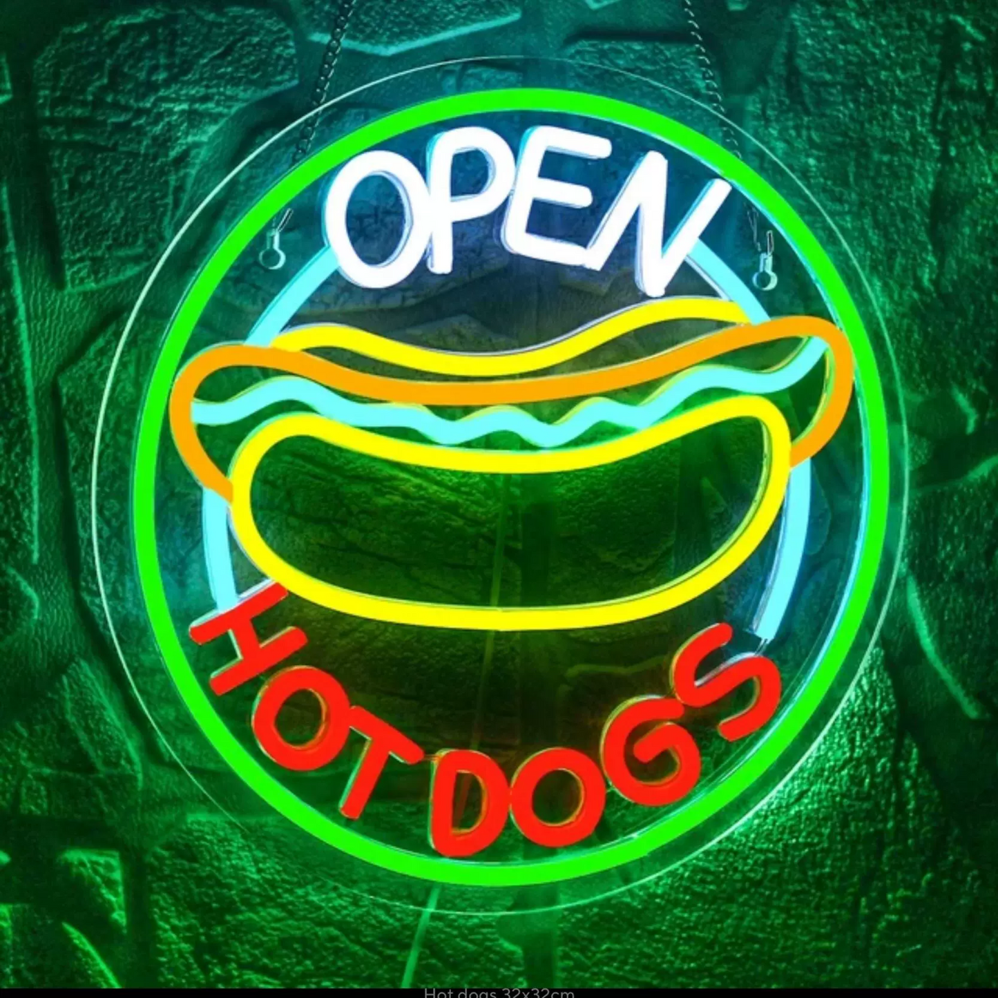 Open Hot Dogs LED Neon Sign Hotdog Neon Light Wall Decor for Restaurant Bar Fast Food Shop