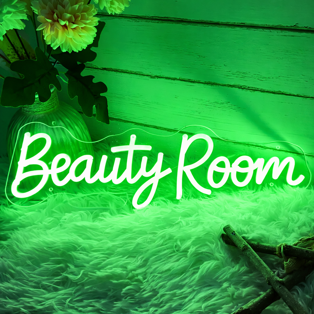 Beauty Room LED Neon Sign Elegant Script Light for Salon Makeup Studio Decor