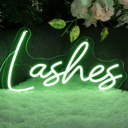 Lashes LED Neon Sign Script Light for Lash Salon Eyelash Studio Wall Decor