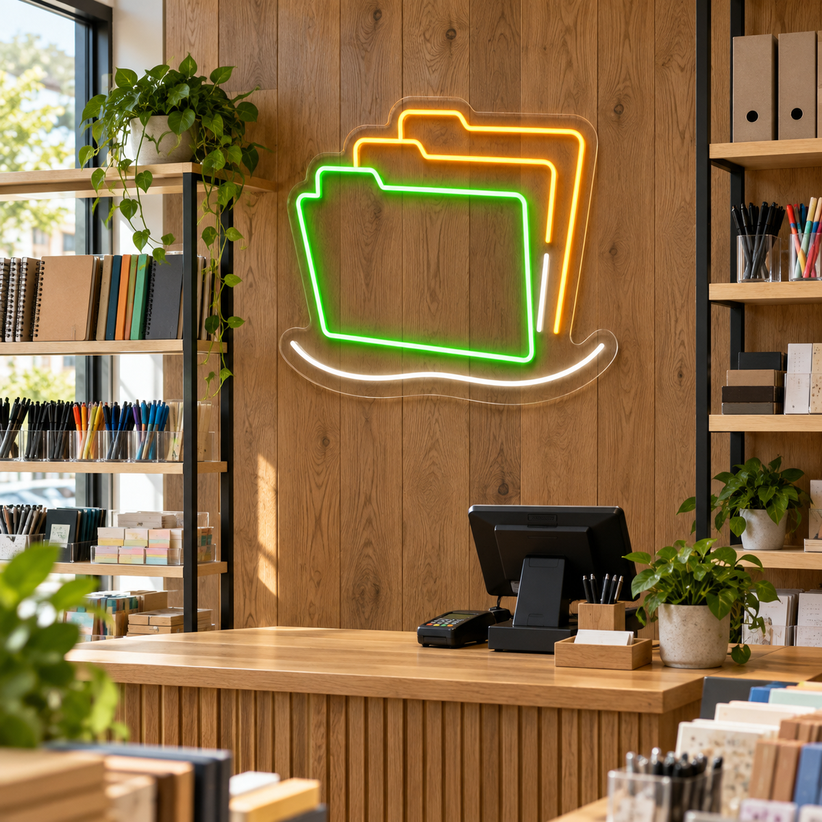 File Folders LED Neon Sign for Creative Offices - interior setting