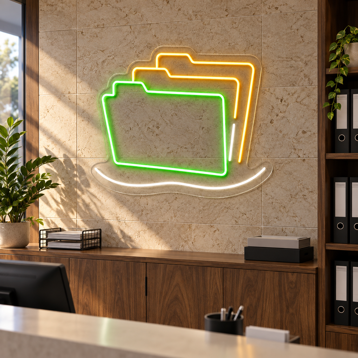 File Folders LED Neon Sign for Creative Offices - interior setting