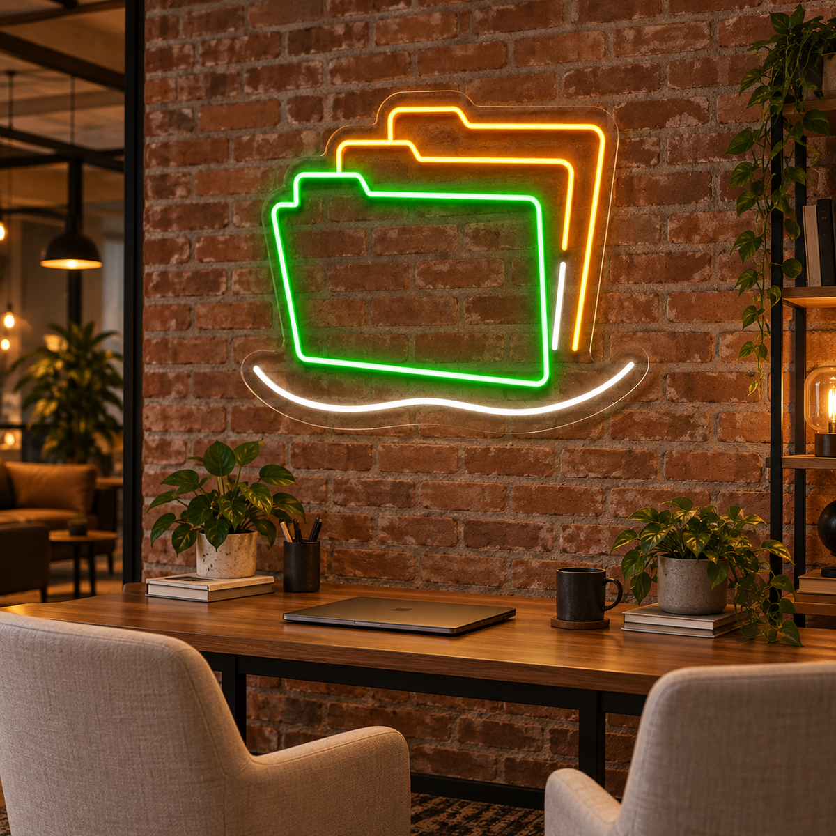 File Folders LED Neon Sign for Creative Offices - interior setting