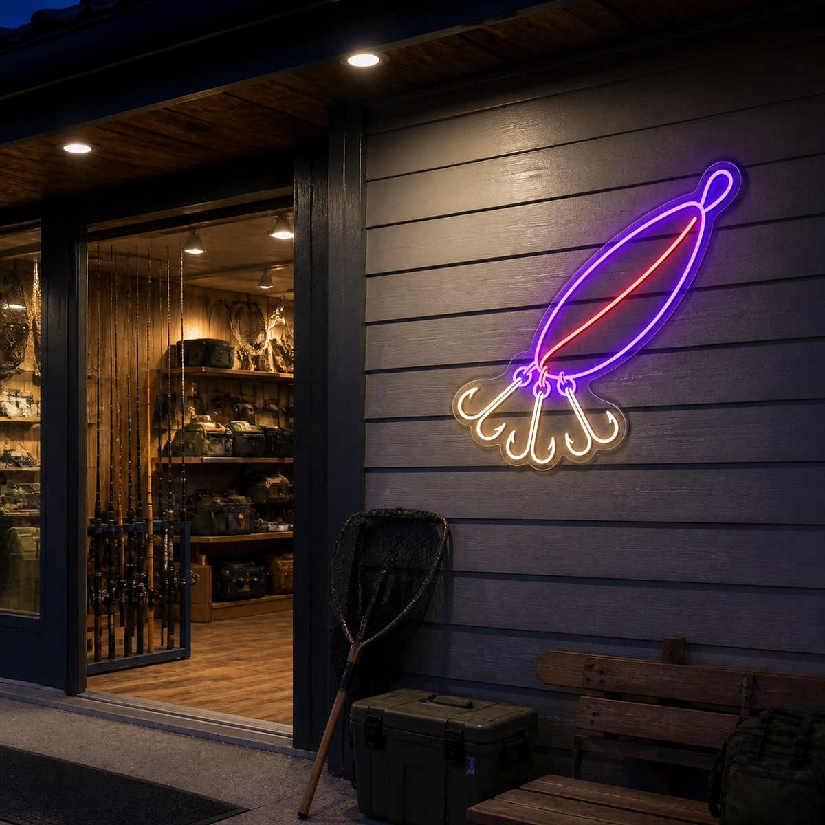 Fishing Lure LED Neon Sign for Fishing Shops - interior setting