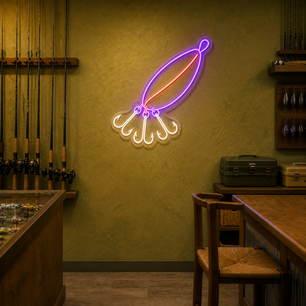 Fishing Lure LED Neon Sign for Fishing Shops - interior setting