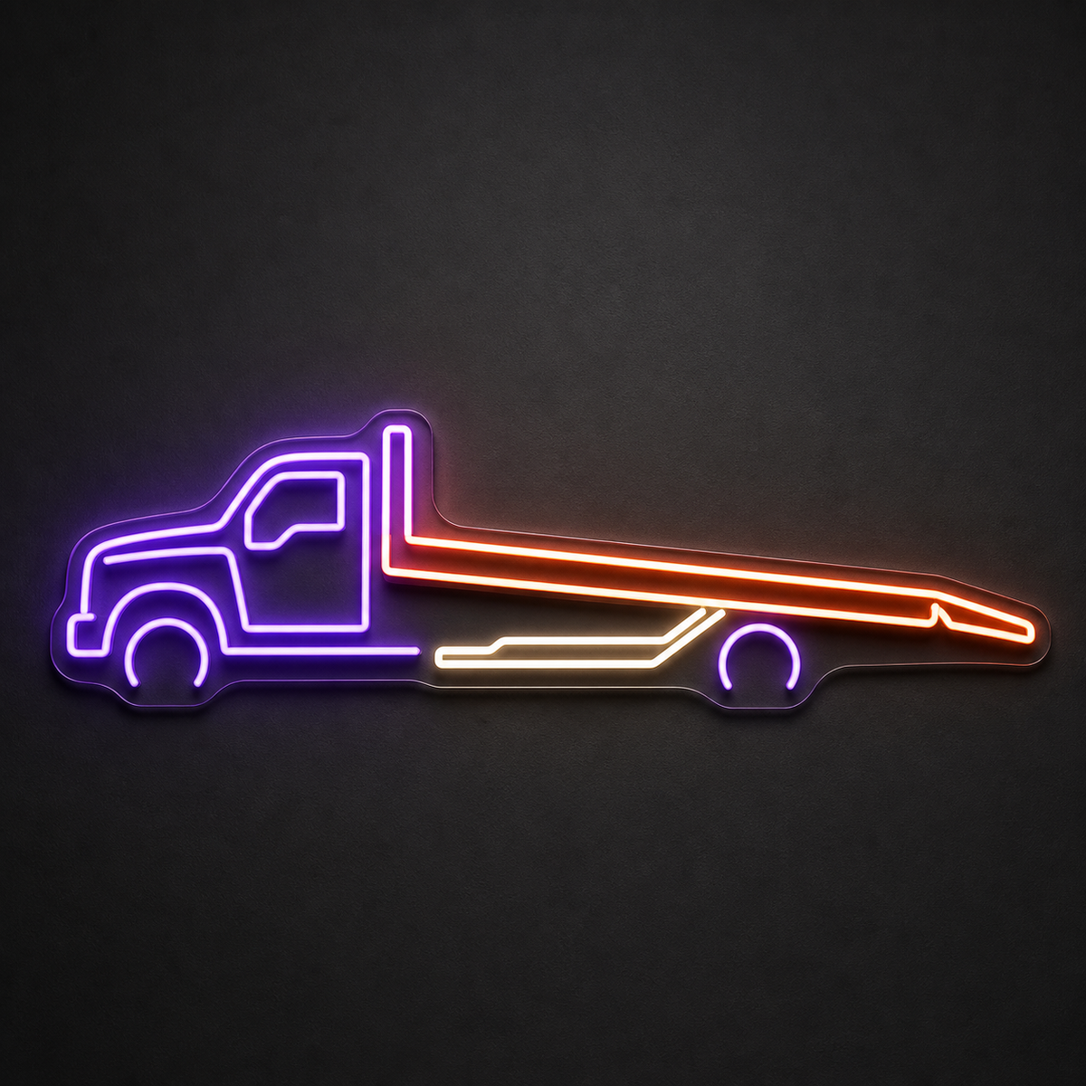 Flatbed Tow Truck LED Neon Sign for Towing Services - design reference