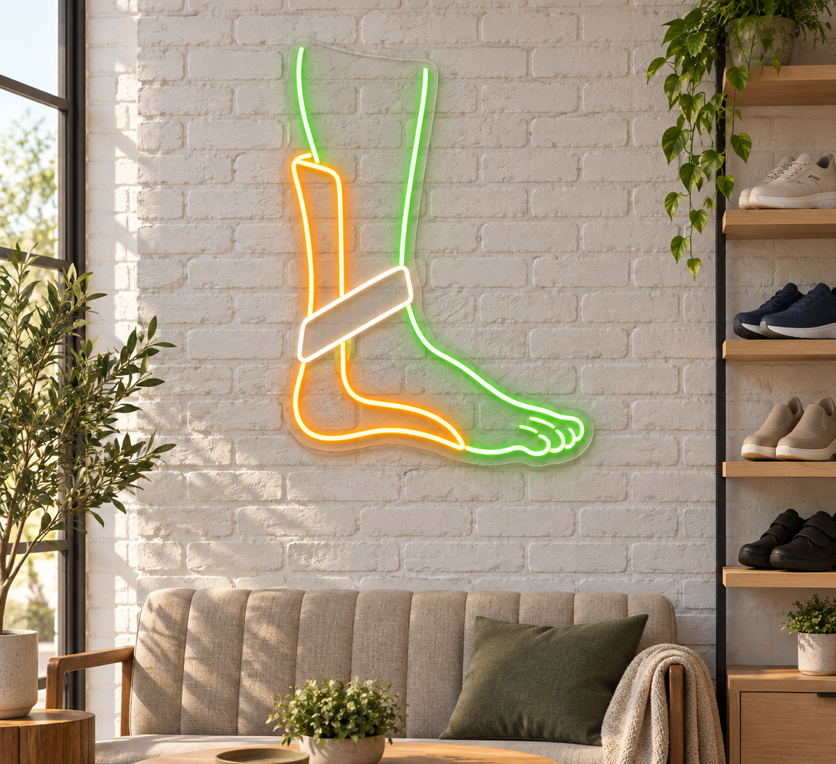 Foot & Ankle Brace LED Neon Sign for Podiatry Clinics - interior setting