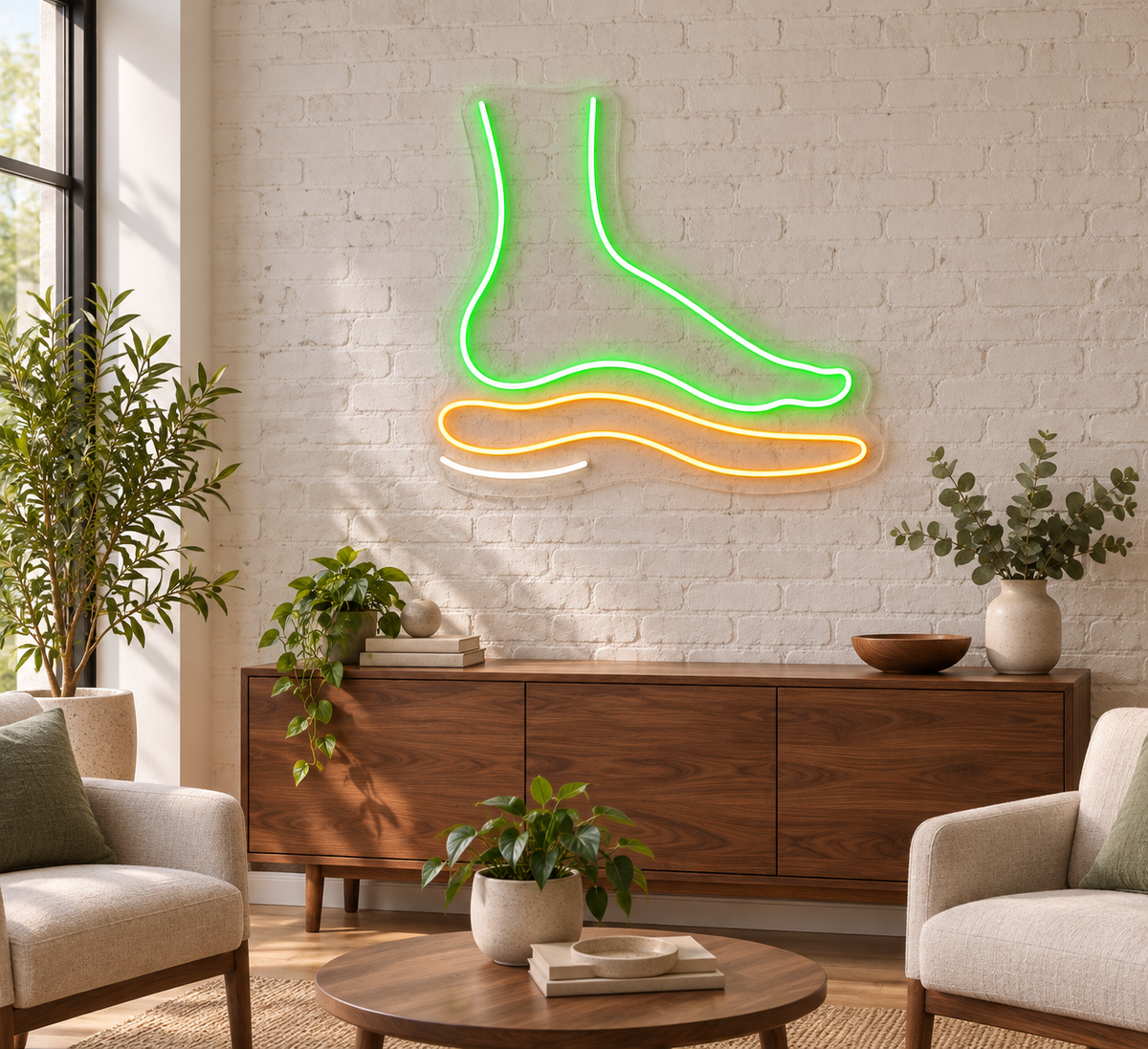 Foot & Insole LED Neon Sign for Podiatry Clinics - interior setting
