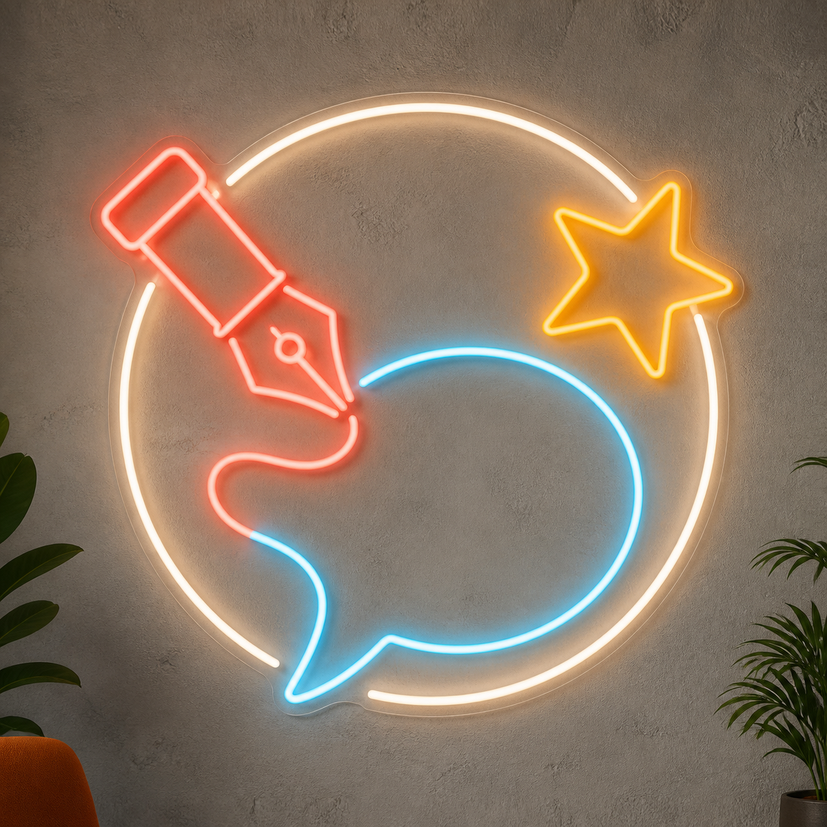 Pen & Speech Bubble LED Neon Sign for Marketing Agencies - design reference
