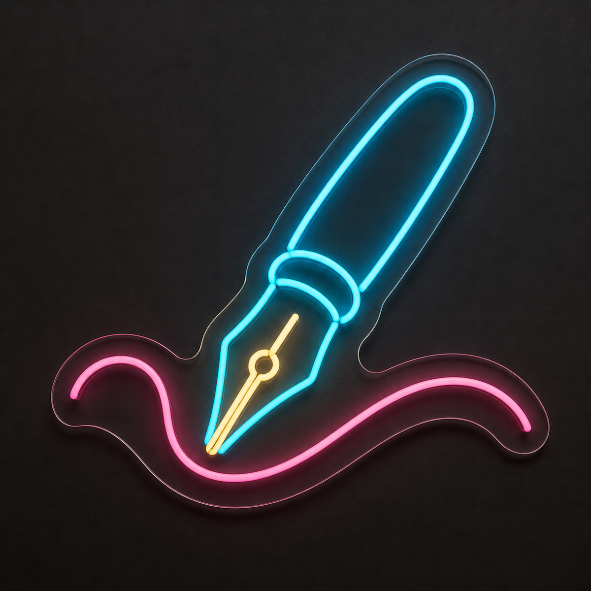 Fountain Pen & Ink Flourish LED Neon Sign for Writing Studios - design reference