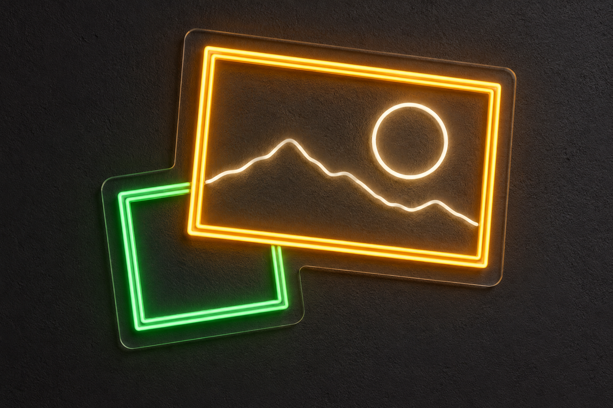 Framed Mountain Landscape LED Neon Sign for Framing Studios - design reference