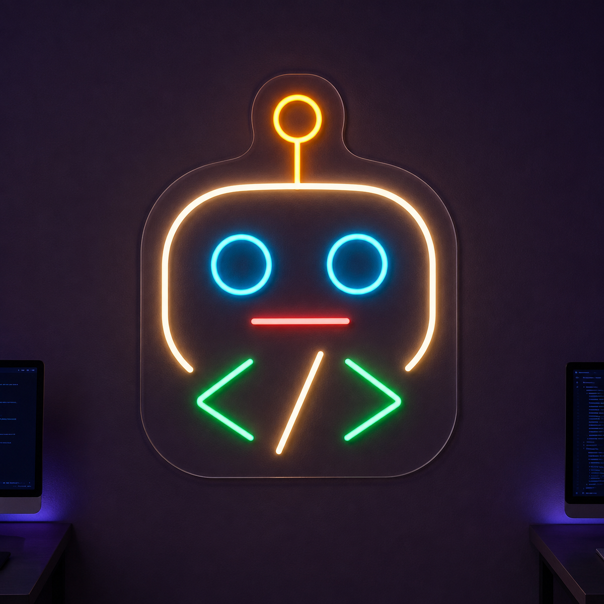 Friendly Coding Robot LED Neon Sign for Coding Schools - design reference