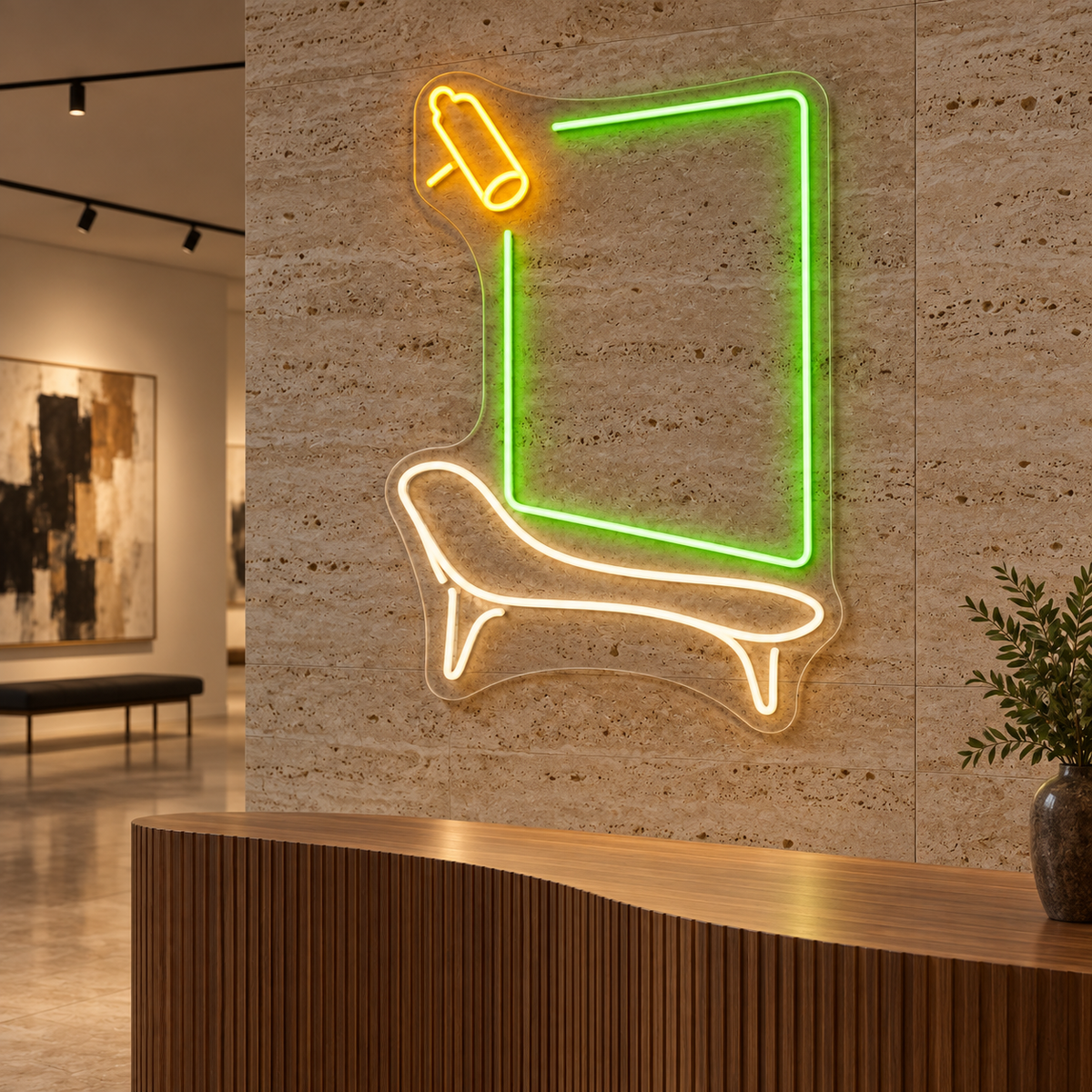 Gallery Frame and Bench LED Neon Sign for Gallery Interiors - interior setting