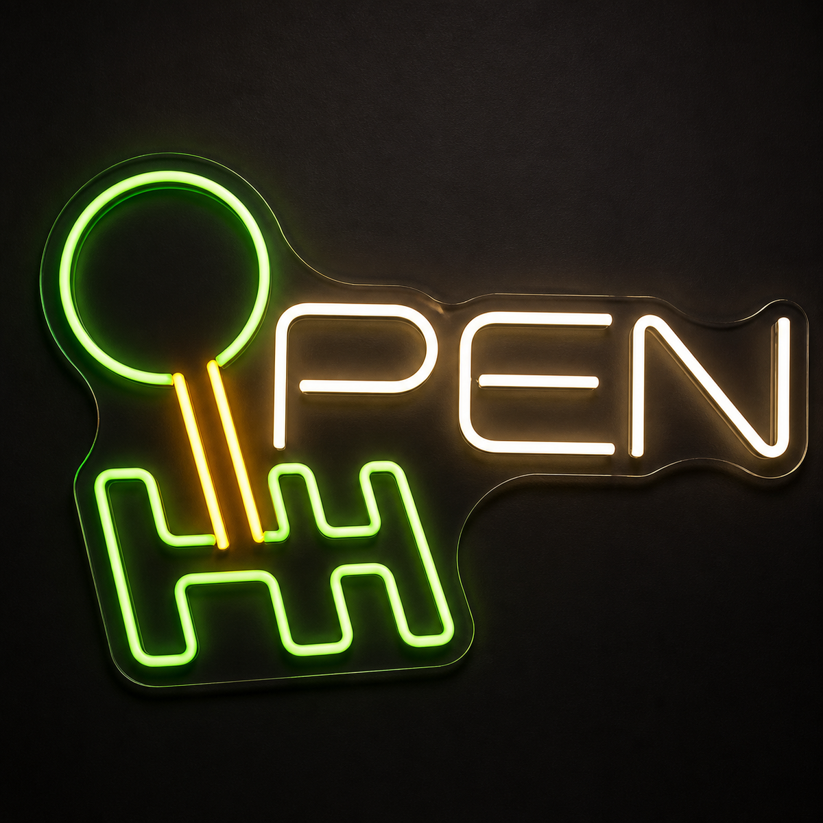 Gear Shift OPEN LED Neon Sign for Garage Reception - design reference