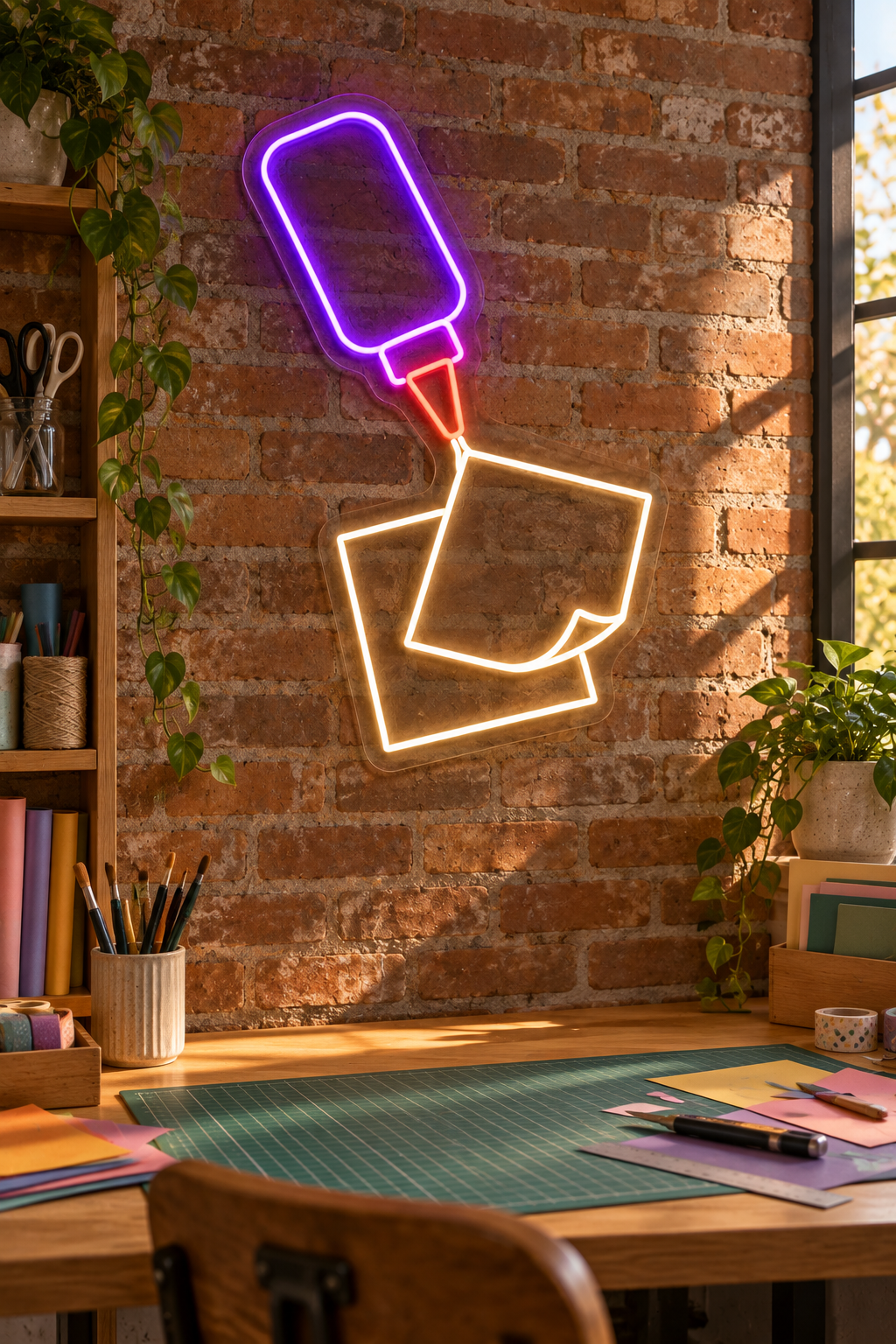 Glue Bottle and Paper LED Neon Sign for Craft Corners - interior setting