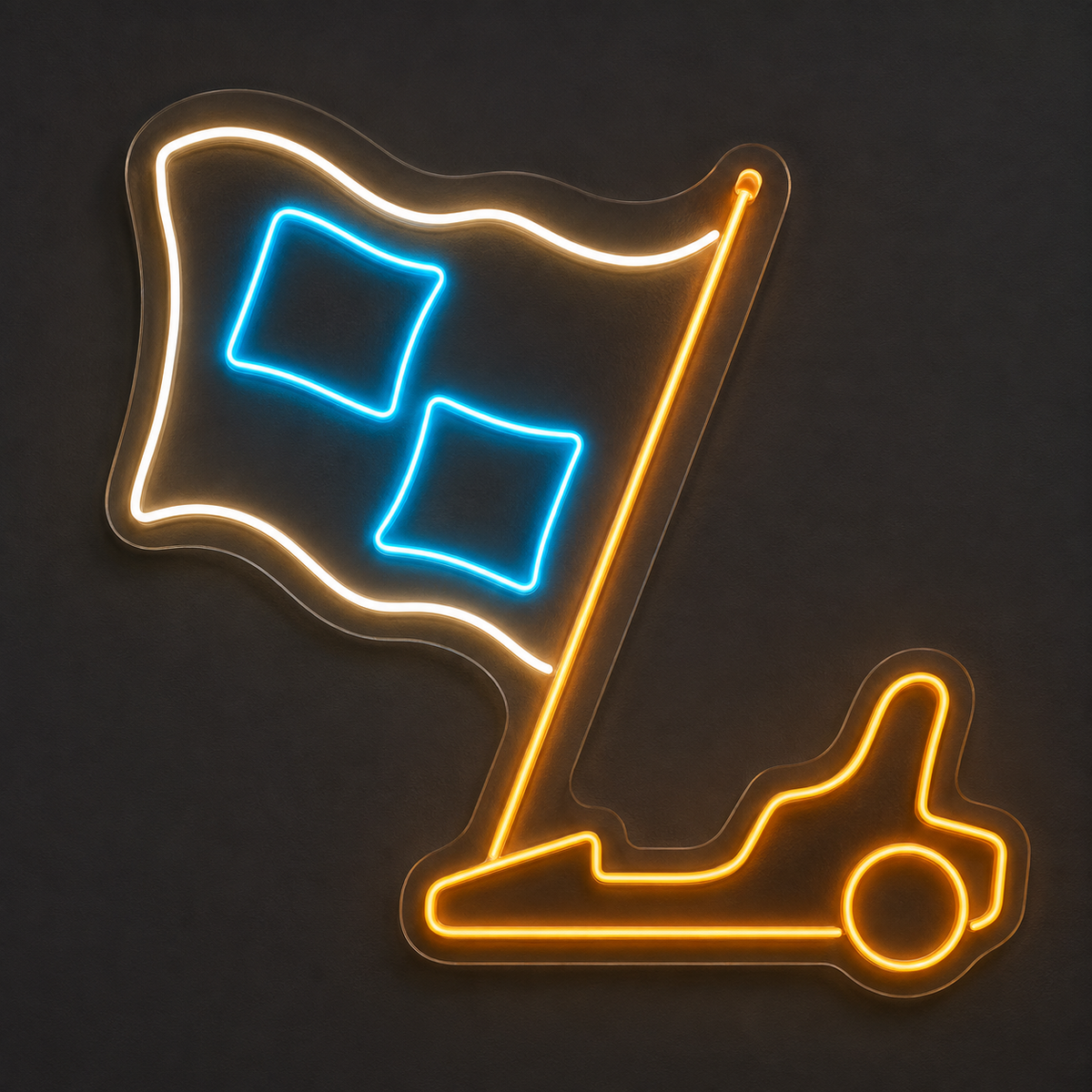 Go-Kart & Racing Flag LED Neon Sign for Go-Kart Tracks - design reference