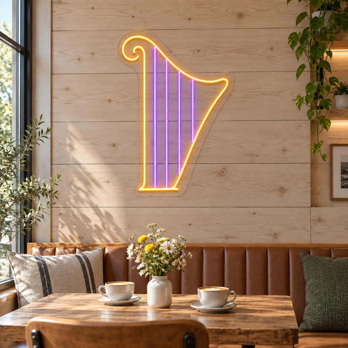 Harp & Strings LED Neon Sign for Concert Halls - interior setting