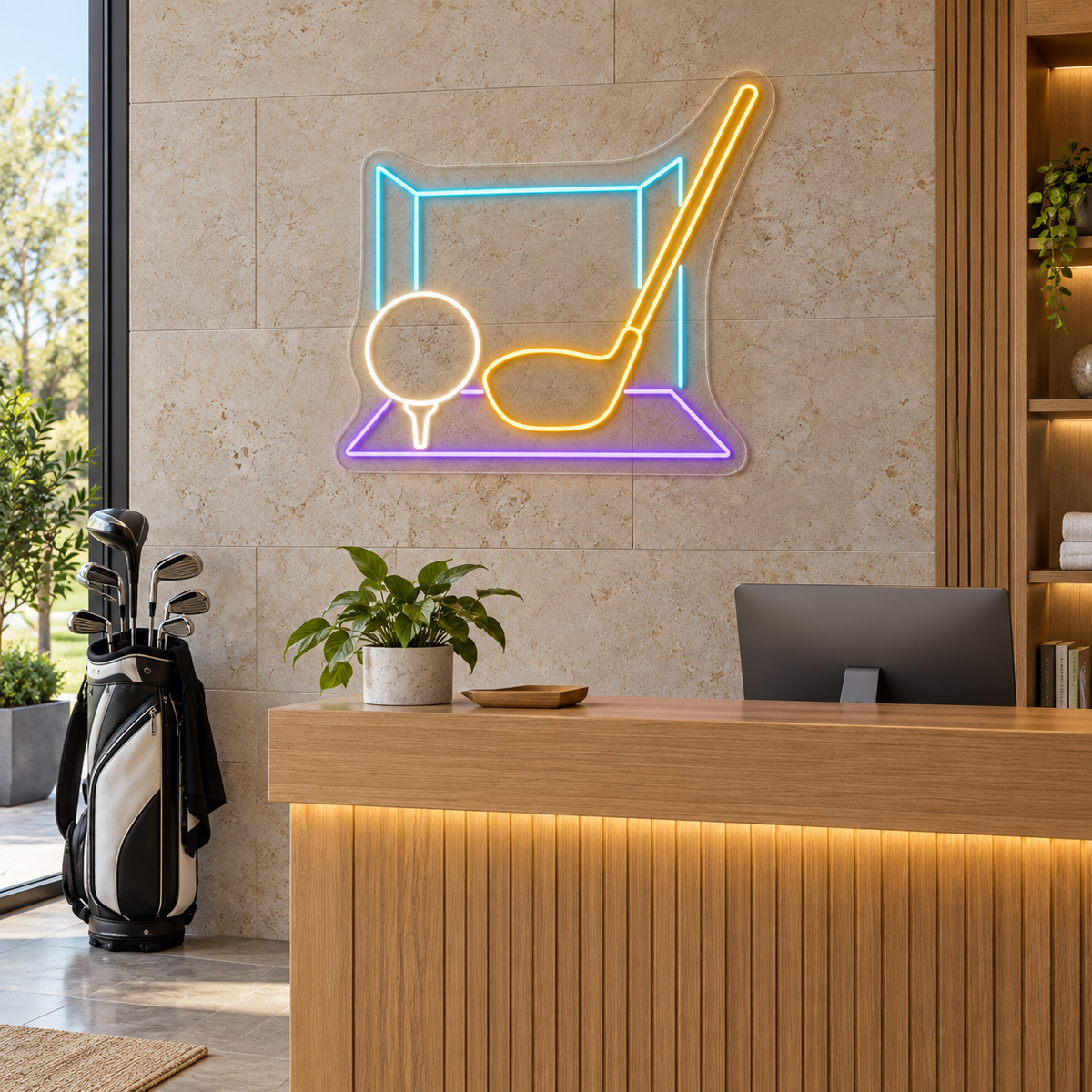 Golf Practice Bay LED Neon Sign for Indoor Golf Lounges - interior setting
