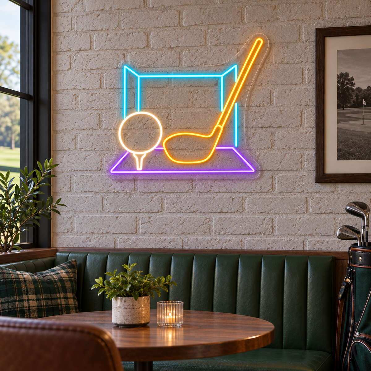 Golf Practice Bay LED Neon Sign for Indoor Golf Lounges - interior setting