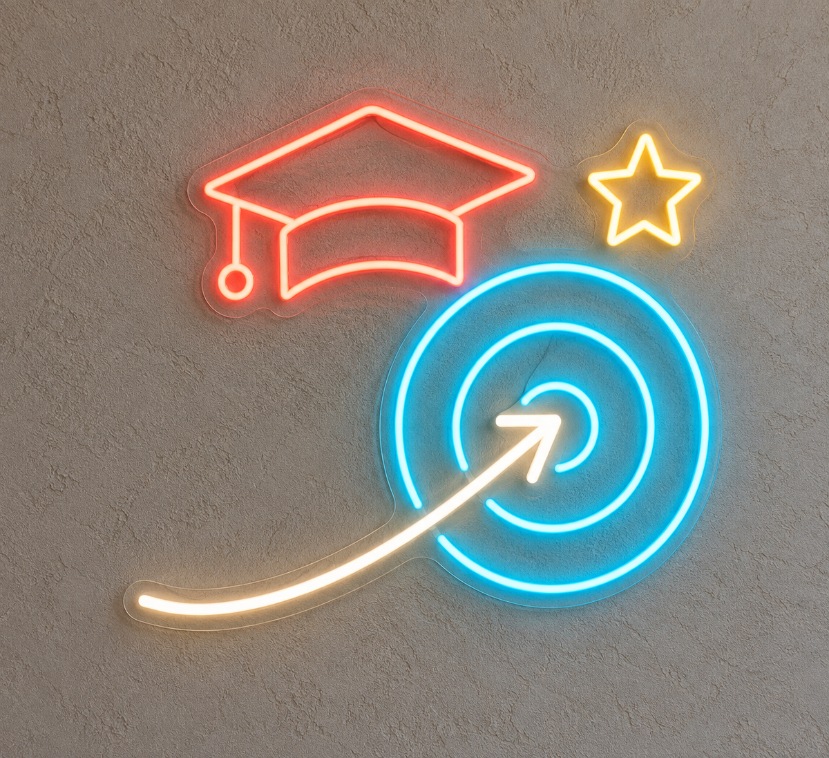 Aim for Graduation LED Neon Sign for Test Prep Centers - design reference