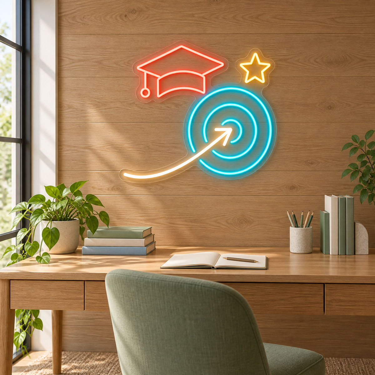 Aim for Graduation LED Neon Sign for Test Prep Centers - interior setting