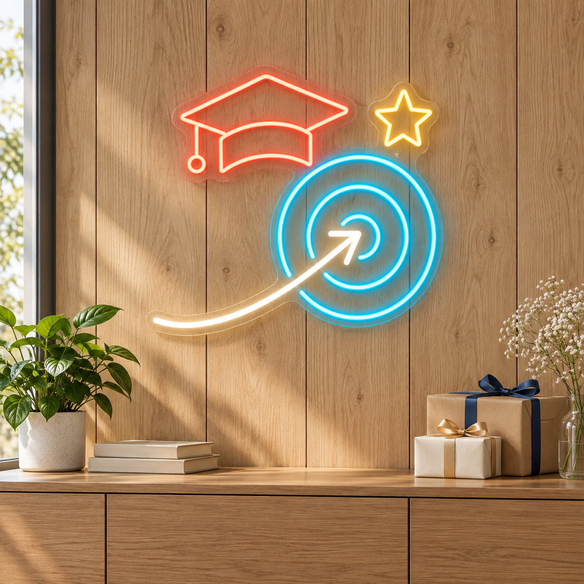 Aim for Graduation LED Neon Sign for Test Prep Centers - interior setting