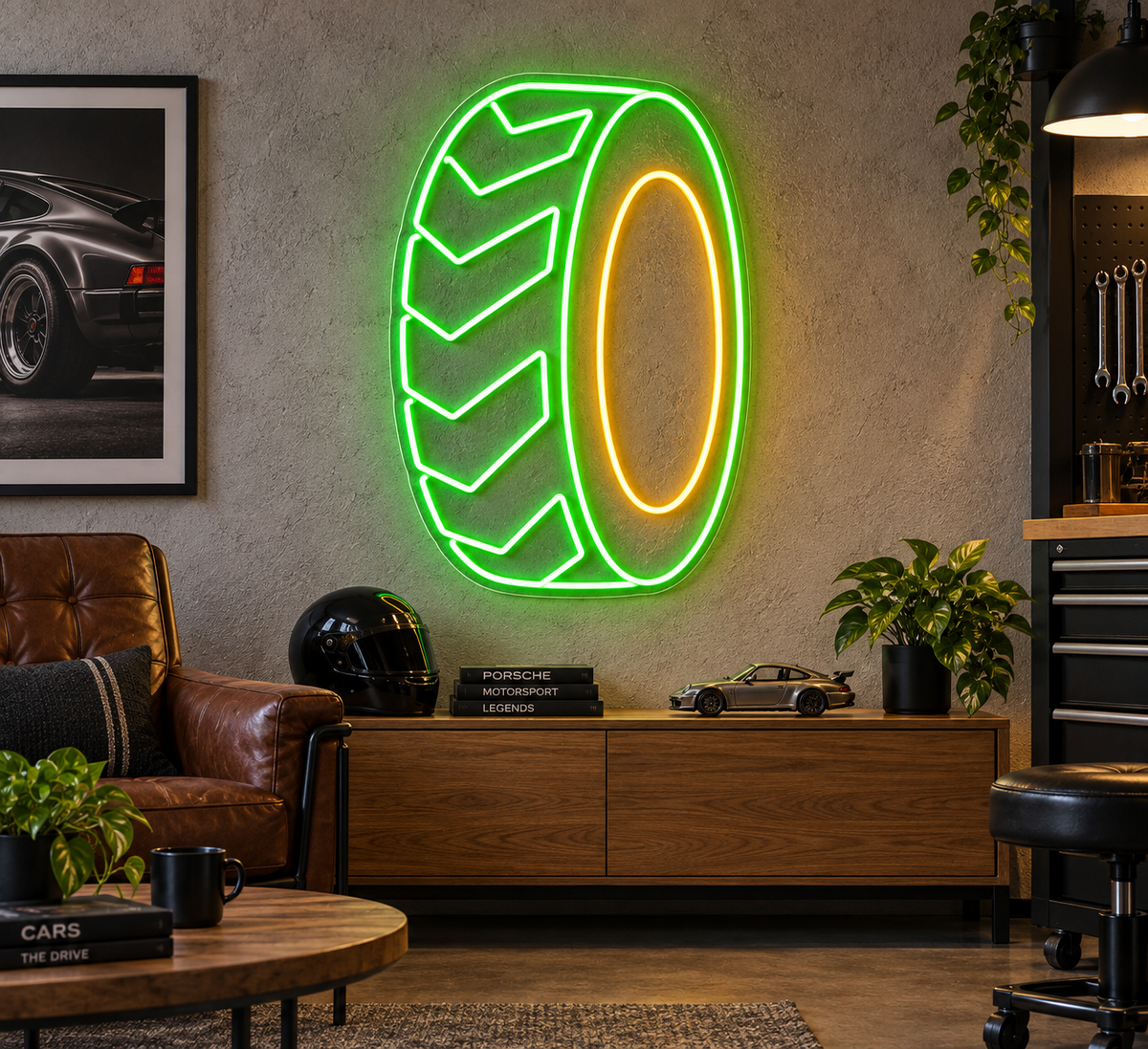 Tire Tread LED Neon Sign for Tire Shops - interior setting