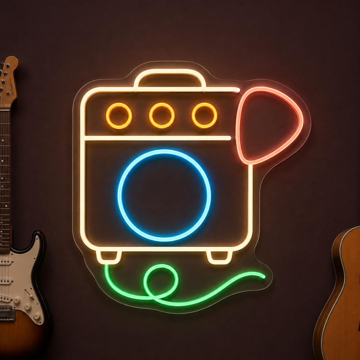 Amplifier & Guitar Pick LED Neon Sign for Guitar Schools - design reference