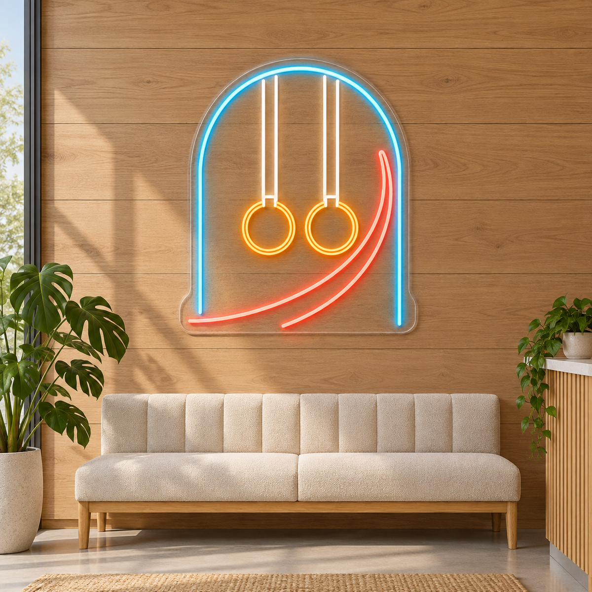 Gymnastics Rings & Arch LED Neon Sign for Gymnastics Schools - interior setting