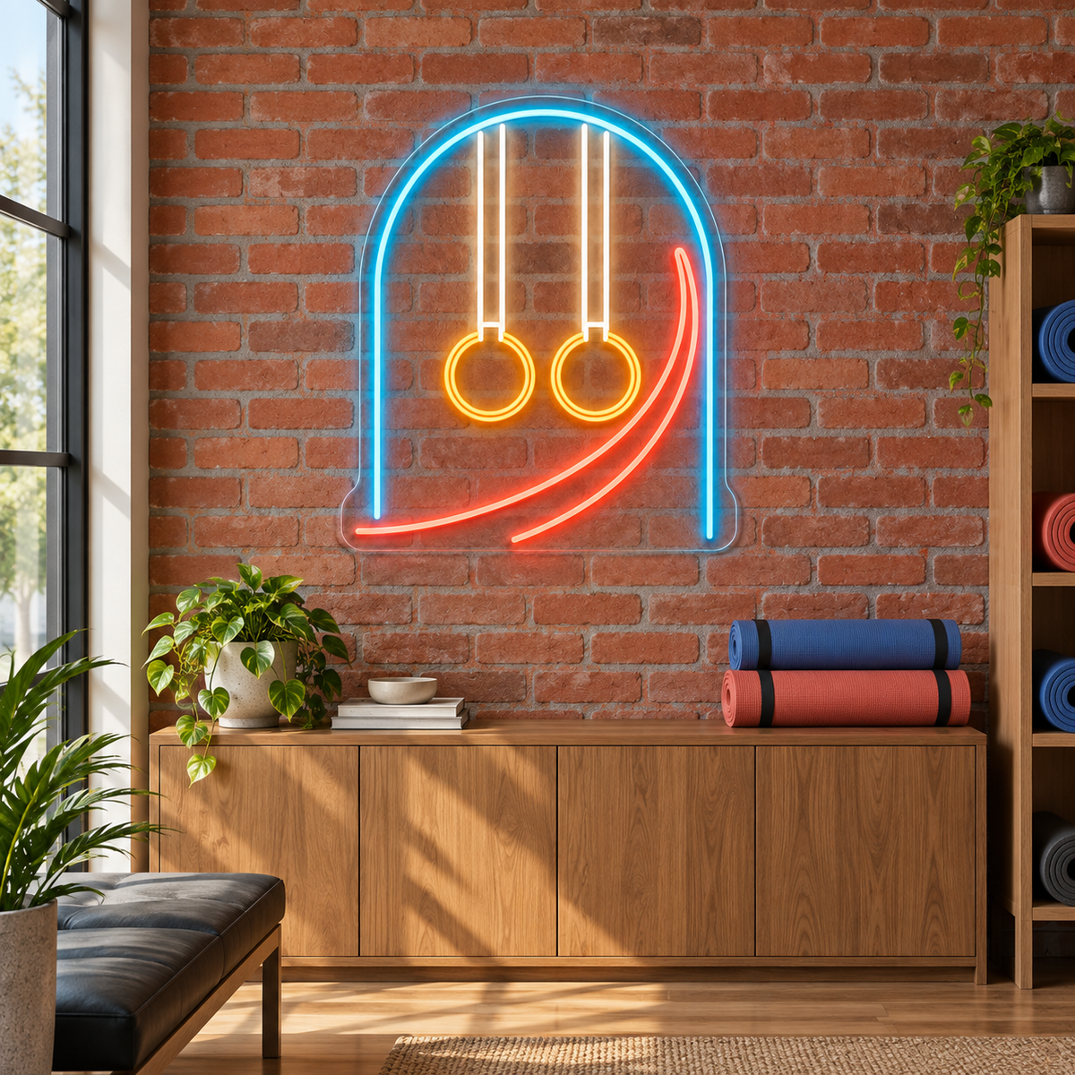 Gymnastics Rings & Arch LED Neon Sign for Gymnastics Schools - interior setting