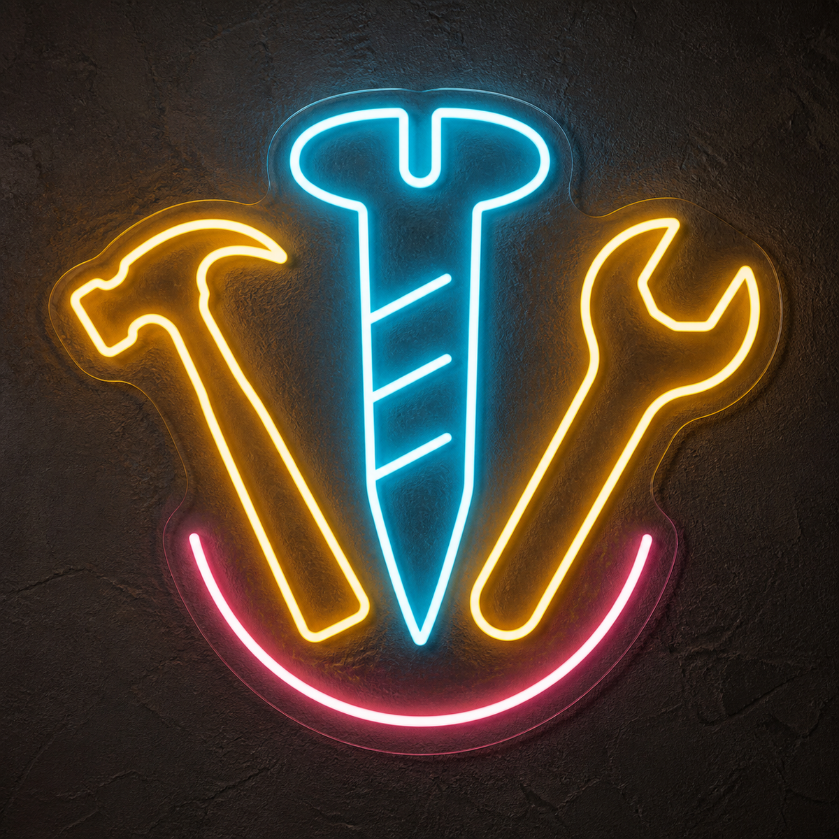 Hammer Screw and Wrench LED Neon Sign for Tool Shops - design reference