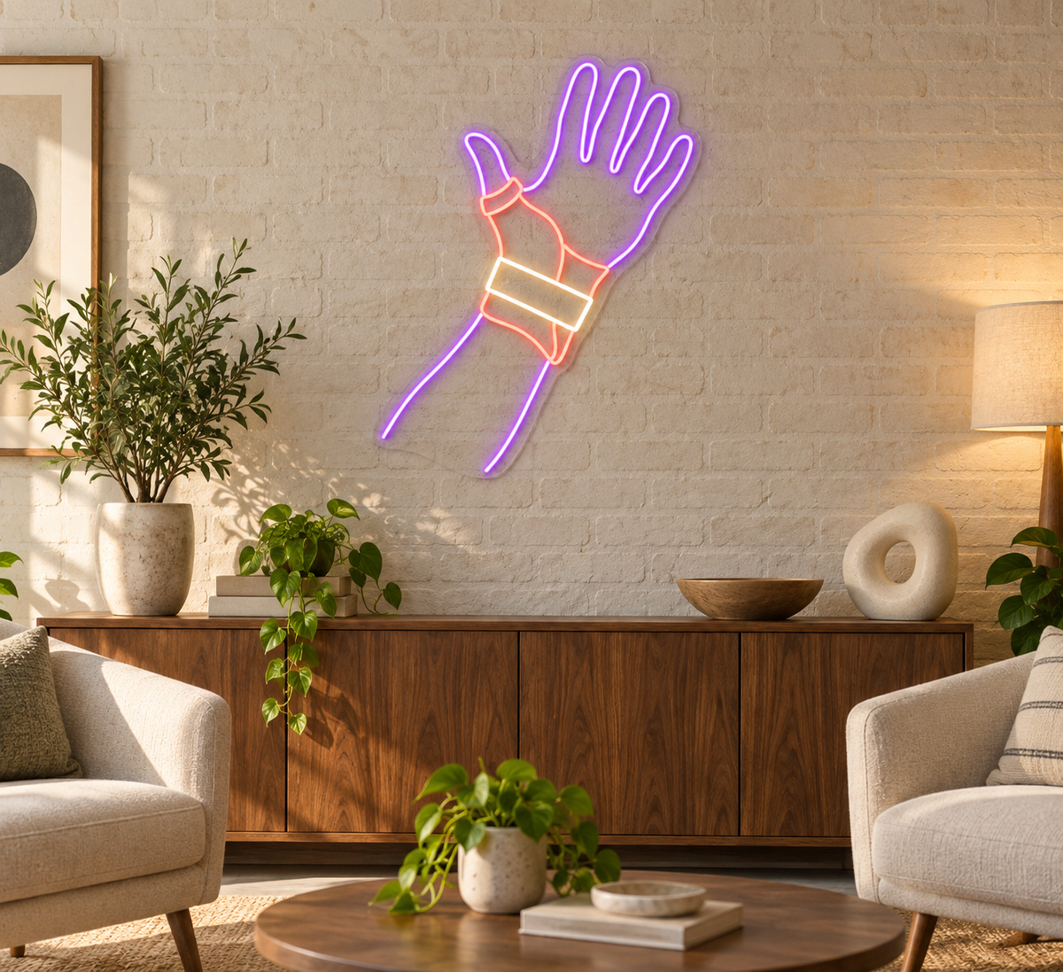 Hand & Wrist Brace LED Neon Sign for Occupational Therapy Clinics - interior setting