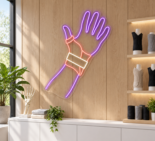 Hand & Wrist Brace LED Neon Sign for Occupational Therapy Clinics - interior setting