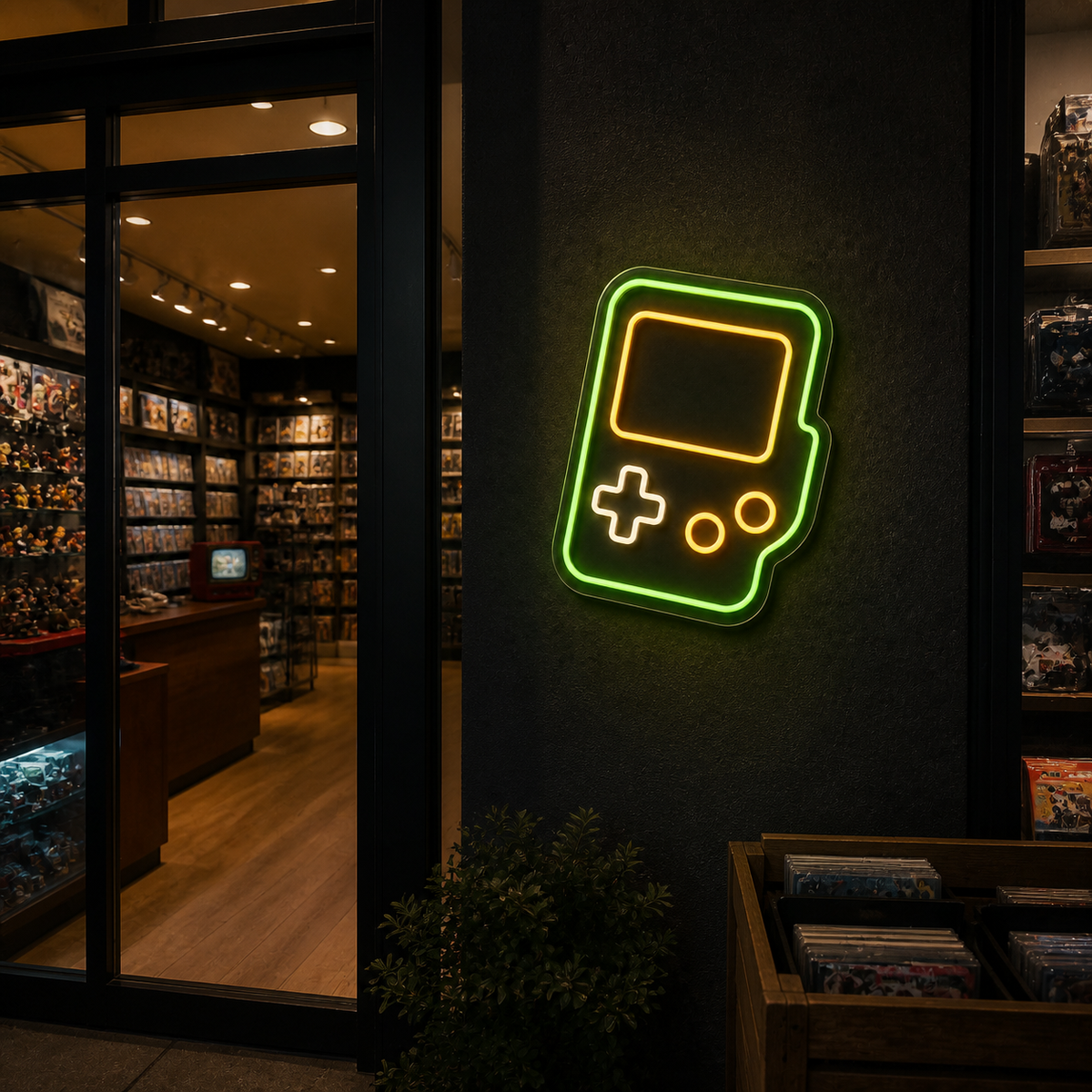 Handheld Game Console LED Neon Sign for Retro Game Rooms - interior setting