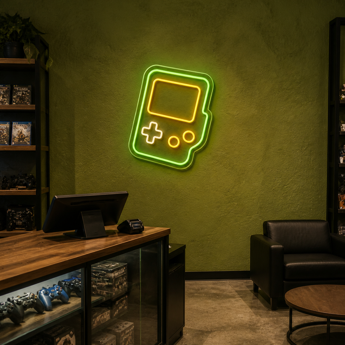 Handheld Game Console LED Neon Sign for Retro Game Rooms - interior setting
