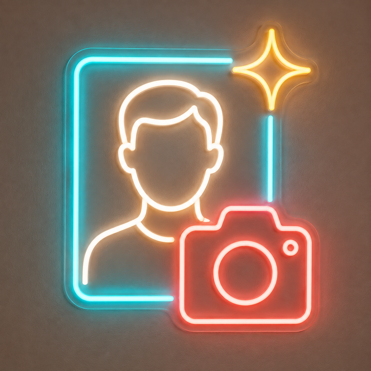 Headshot & Camera LED Neon Sign for Passport Photo Shops - design reference