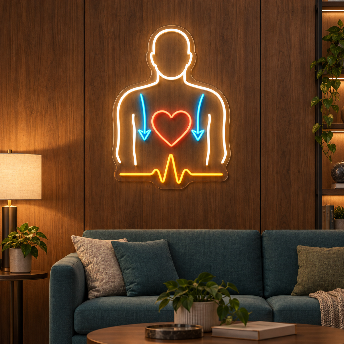 Heart & Pulse LED Neon Sign for CPR Classrooms - interior setting